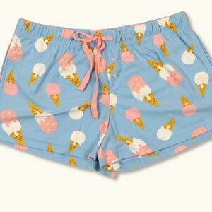 Cows Ice Cream Print Blue Lounge Shorts